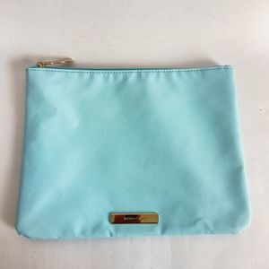 Tartan Twine Minimalist Powder‎ Blue Makeup Toiletry Travel Bag Zip Lined 11"x9"